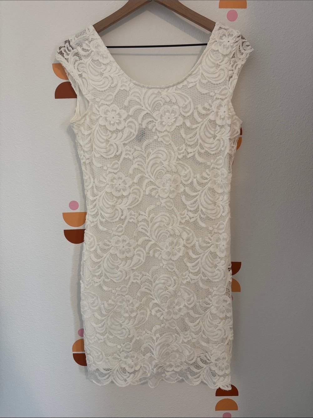 Divided Ivory Lace Mini Dress N0091